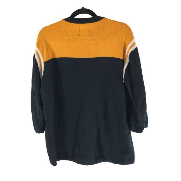 UNIF Womens Randall Sweater Tee Colorblock Black Yellow S - Picture 2 of 3